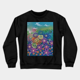 Summerflowers with angels Crewneck Sweatshirt